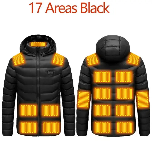 Men Winter Warm USB Heating Jackets Smart Thermostat Pure Color Hooded Heated Clothing Waterproof  Warm Jackets Vivareflex Online