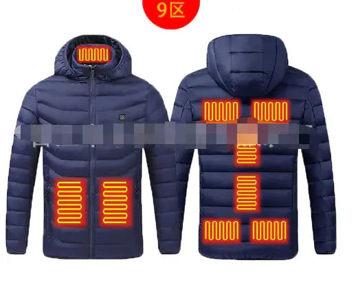 Men Winter Warm USB Heating Jackets Smart Thermostat Pure Color Hooded Heated Clothing Waterproof  Warm Jackets Vivareflex Online