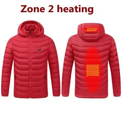 Men Winter Warm USB Heating Jackets Smart Thermostat Pure Color Hooded Heated Clothing Waterproof  Warm Jackets Vivareflex Online