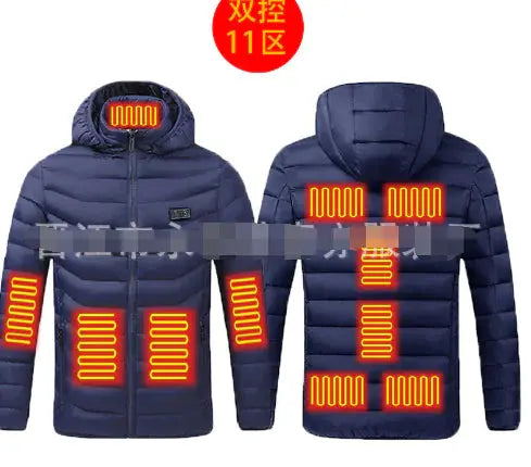 Men Winter Warm USB Heating Jackets Smart Thermostat Pure Color Hooded Heated Clothing Waterproof  Warm Jackets Vivareflex Online