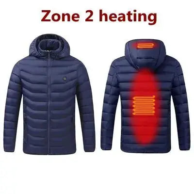 Men Winter Warm USB Heating Jackets Smart Thermostat Pure Color Hooded Heated Clothing Waterproof  Warm Jackets Vivareflex Online