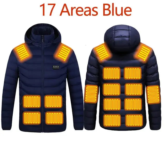Men Winter Warm USB Heating Jackets Smart Thermostat Pure Color Hooded Heated Clothing Waterproof  Warm Jackets Vivareflex Online