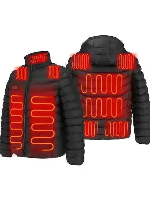 Men Winter Warm USB Heating Jackets Smart Thermostat Pure Color Hooded Heated Clothing Waterproof  Warm Jackets Vivareflex Online