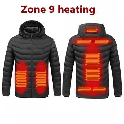 Men Winter Warm USB Heating Jackets Smart Thermostat Pure Color Hooded Heated Clothing Waterproof  Warm Jackets Vivareflex Online