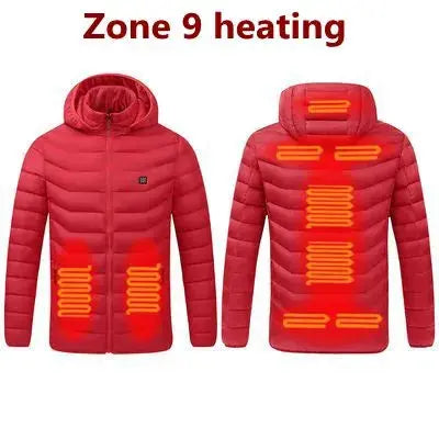 Men Winter Warm USB Heating Jackets Smart Thermostat Pure Color Hooded Heated Clothing Waterproof  Warm Jackets Vivareflex Online