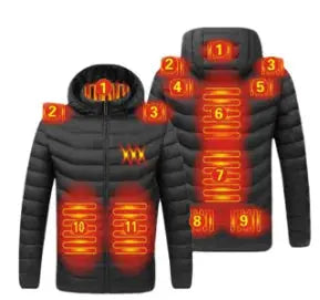 Men Winter Warm USB Heating Jackets Smart Thermostat Pure Color Hooded Heated Clothing Waterproof  Warm Jackets Vivareflex Online