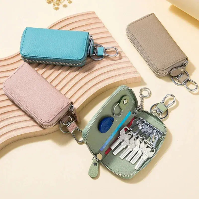 Men Women Genuine Leather Key Holder Wallet Key Wallet Organizer Bag Car Key Case Pouch Multifunctional Small Wallet Mini Purse Ultimate Bag Store