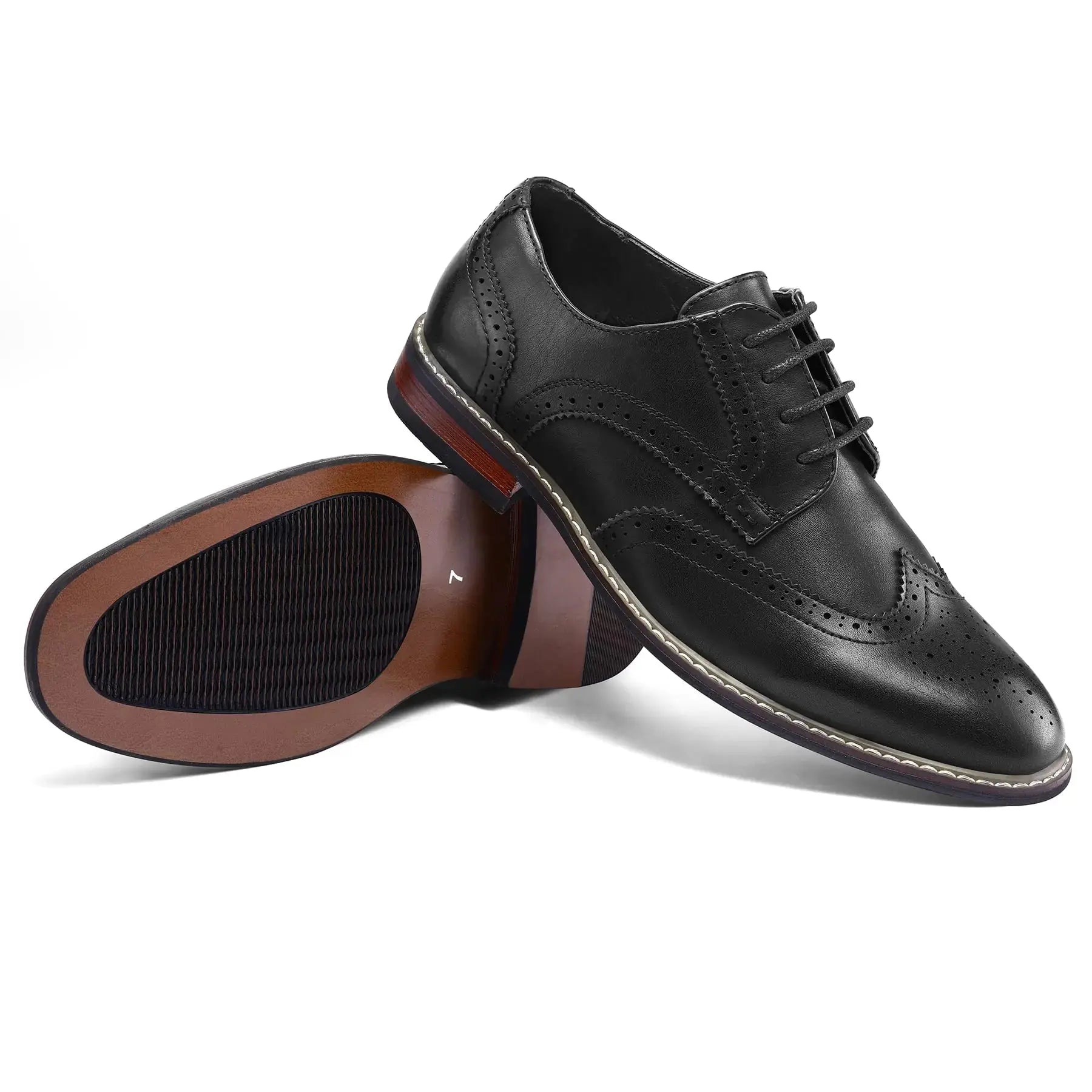 Men's Dress Shoes Formal Business Classic Lace Up Wingtip Oxford Shoes 13 Wide Wingtip Black - Vivareflex Online