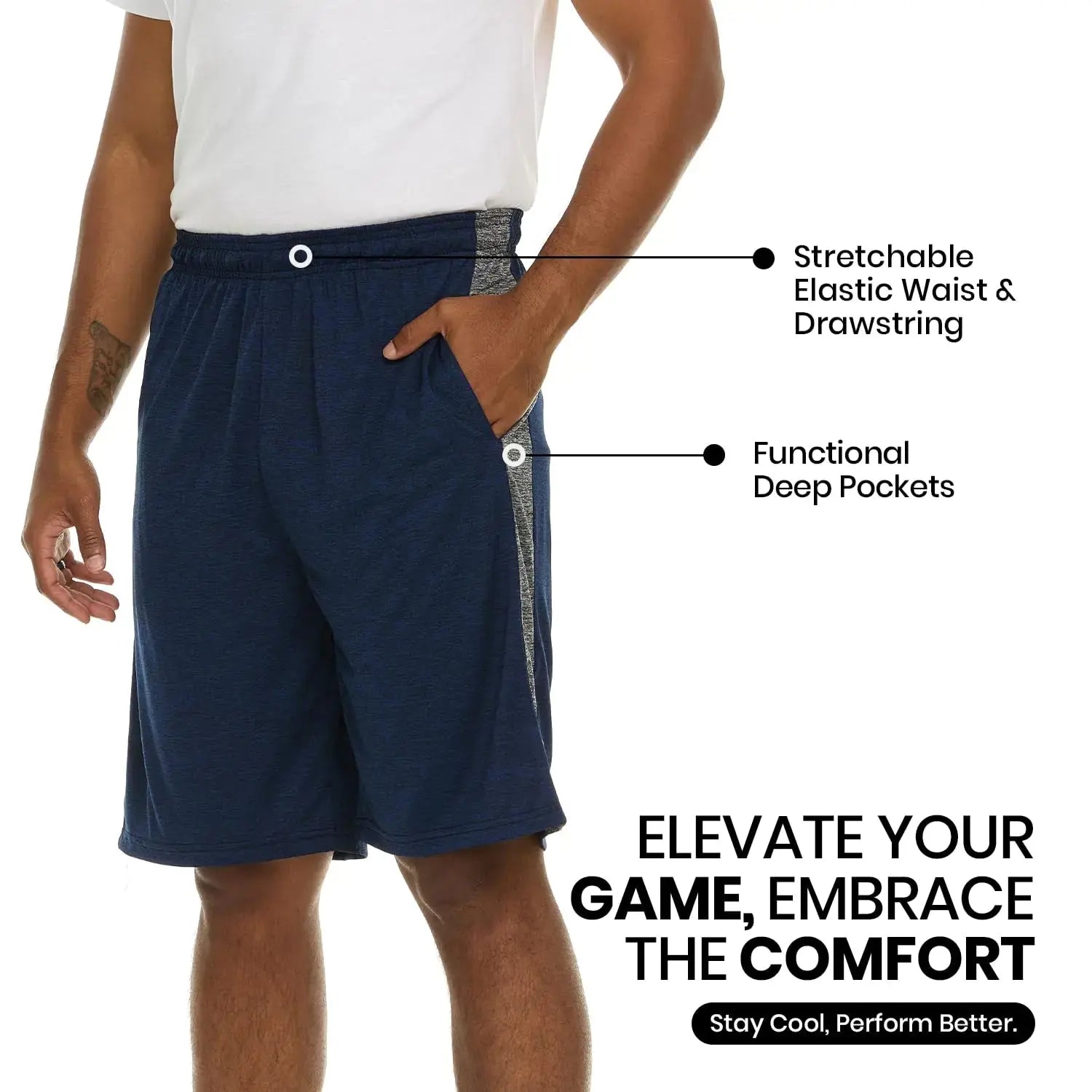Men Dry-Fit Sweat Resistant Active Athletic Performance Shorts_Vivareflex_Online