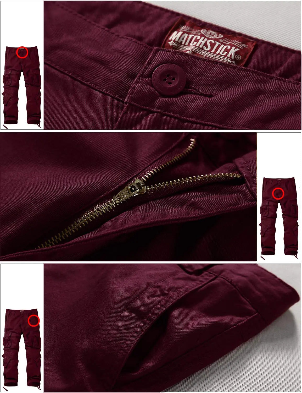 Men's Wild Cargo Pants 36 Red_Vivareflex_Online