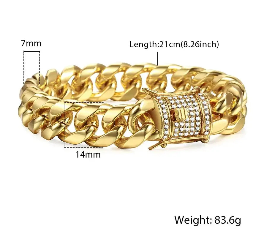 Miami Curb Cuban Chain Bracelet For Men Gold Vivareflex Online