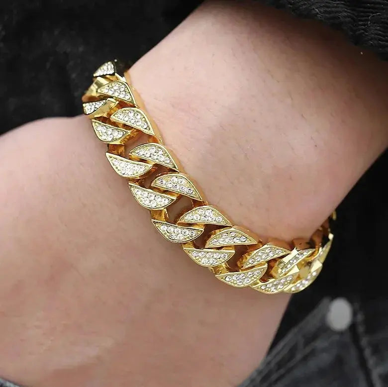 Miami Curb Cuban Chain Bracelet For Men Gold Vivareflex Online