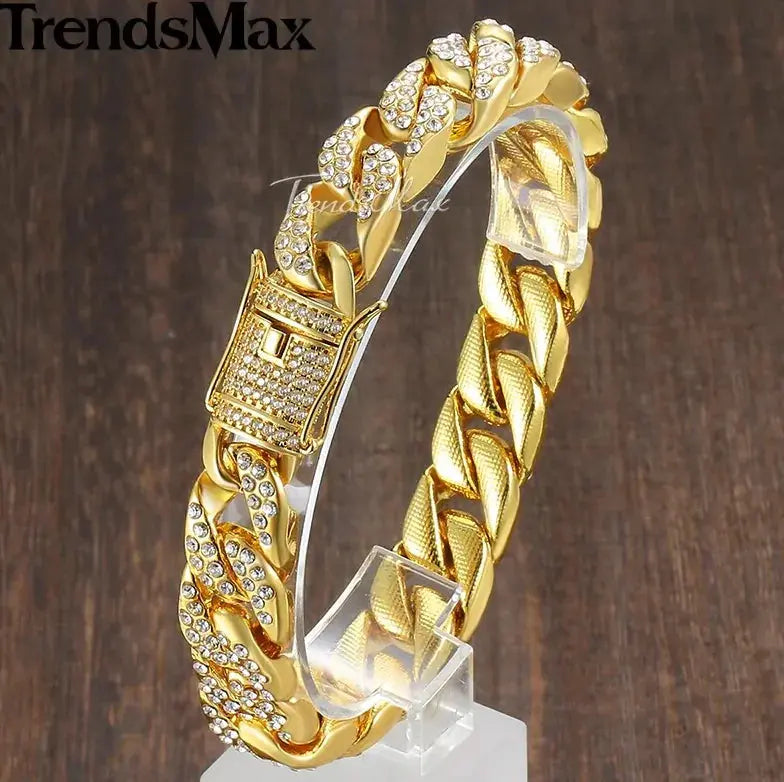 Miami Curb Cuban Chain Bracelet For Men Gold Vivareflex Online