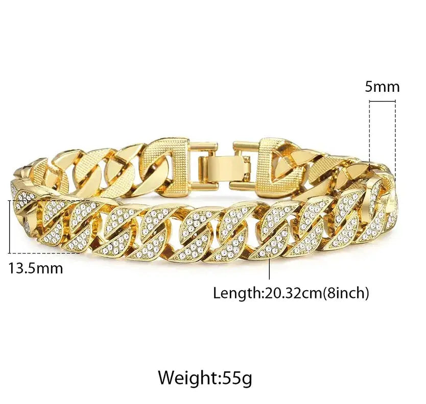 Miami Curb Cuban Chain Bracelet For Men Gold Vivareflex Online