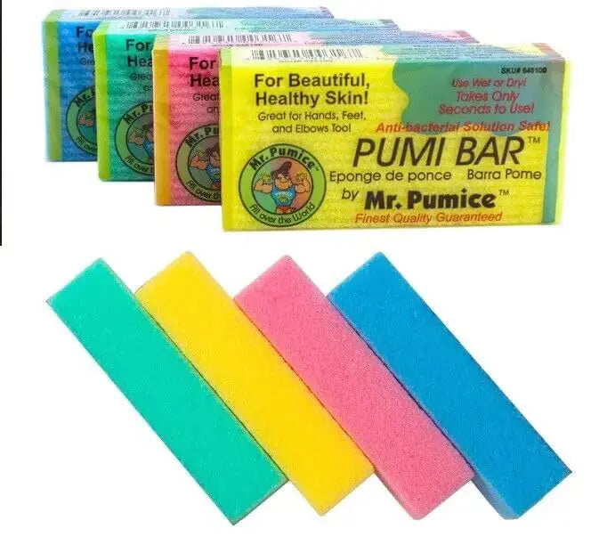 Mr. Pumice Callus Remover PUMI Bar: Pedicure Stone & Foot/Heel Scrubber - Medium Grit (Assorted Colors) 4 Pack - Vivareflex Online