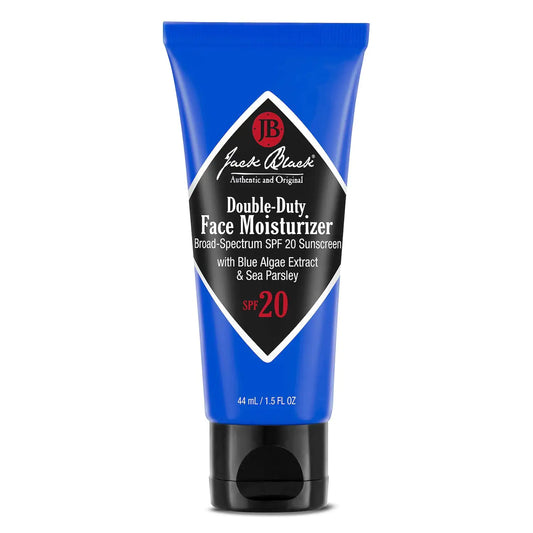 Crema hidratante facial de doble acción Jack Black: protección solar FPS 20, cuidado de la piel hidratante de larga duración, crema hidratante ligera, crema hidratante facial para hombres, 1.5 onzas líquidas (paquete de 1)