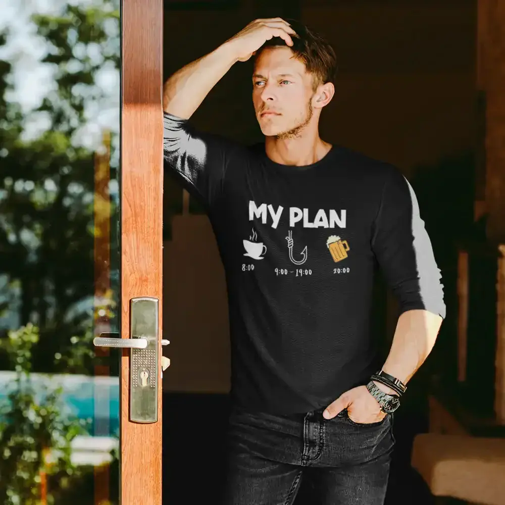 My Fishing Plan Long Sleeve Shirt for Men Vivareflex Online