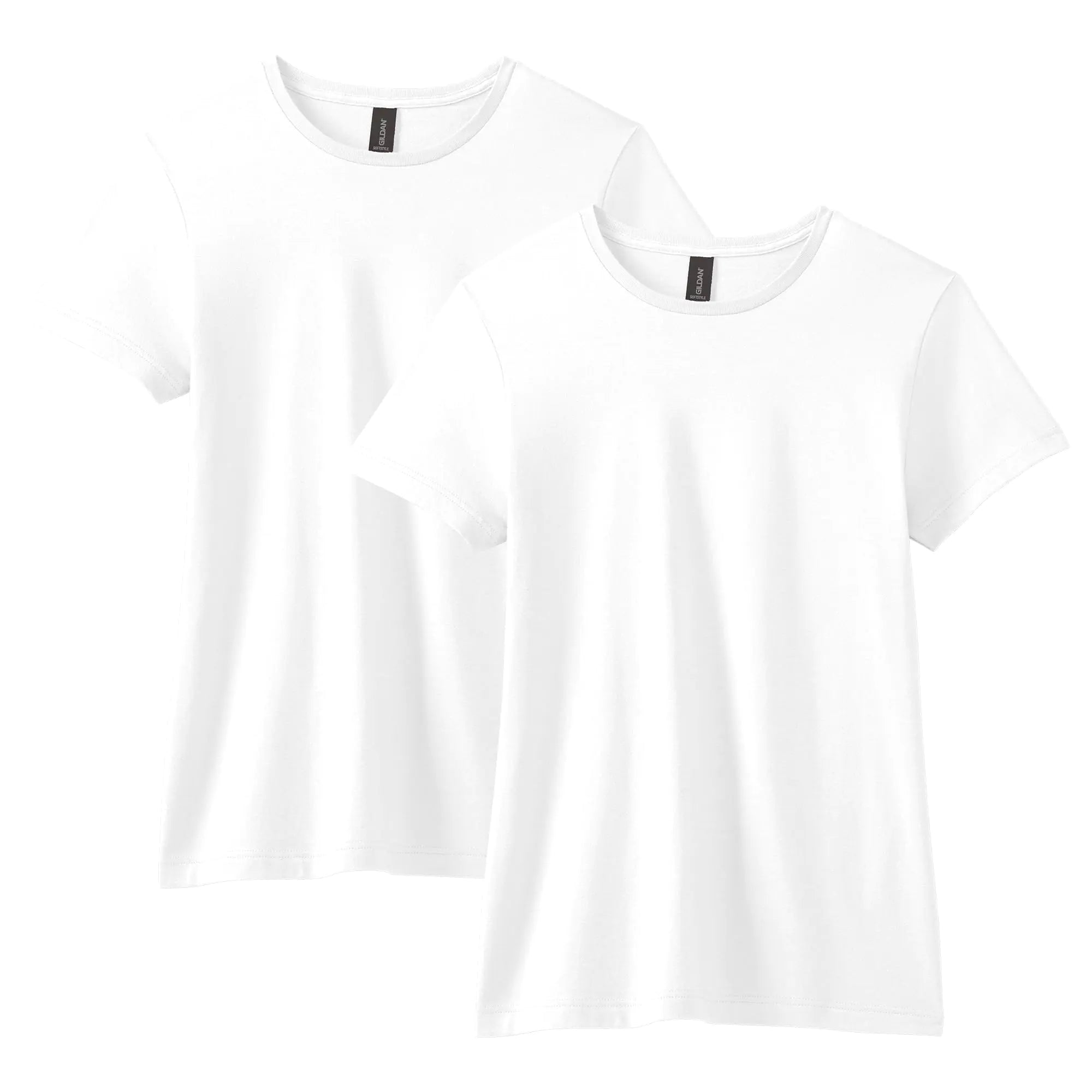 Camiseta de algodón Softstyle para mujer de Gildan, estilo G64000L, paquete múltiple, talla extragrande, color blanco (paquete de 2) 