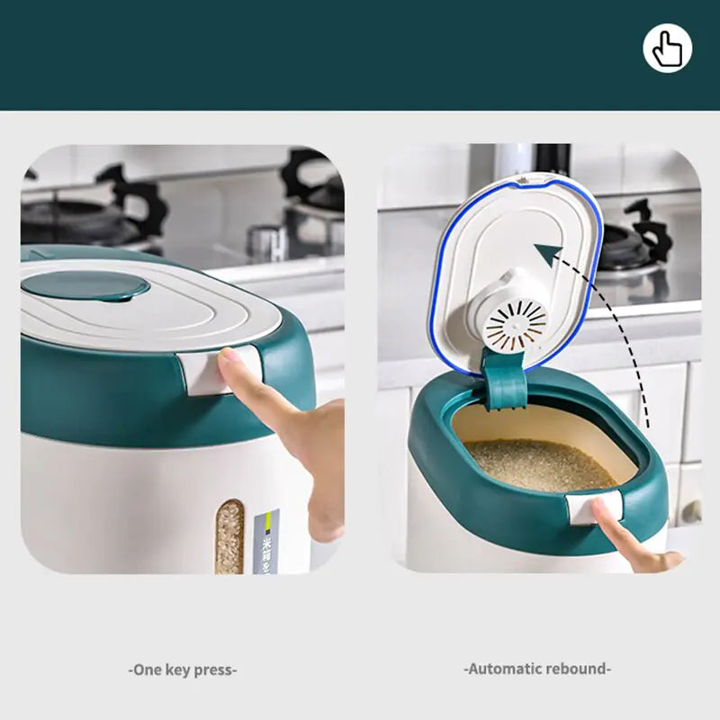 Contenedor automático para arroz en la cocina