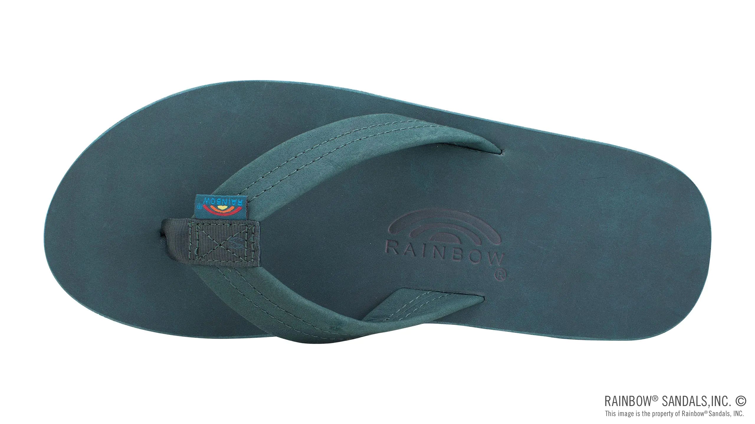 Rainbow Sandals Men's Leather Single Layer Wide Strap with Arch 13.5-15 Turquoise/Grey