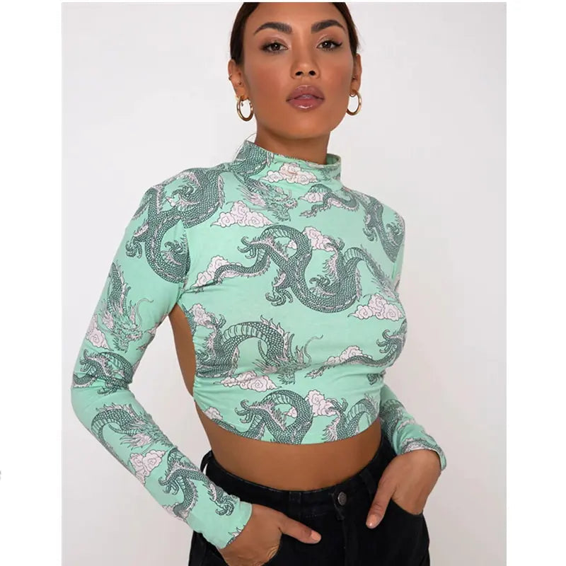 Dragon Printed Women Sexy Crop Top Vivareflex Online