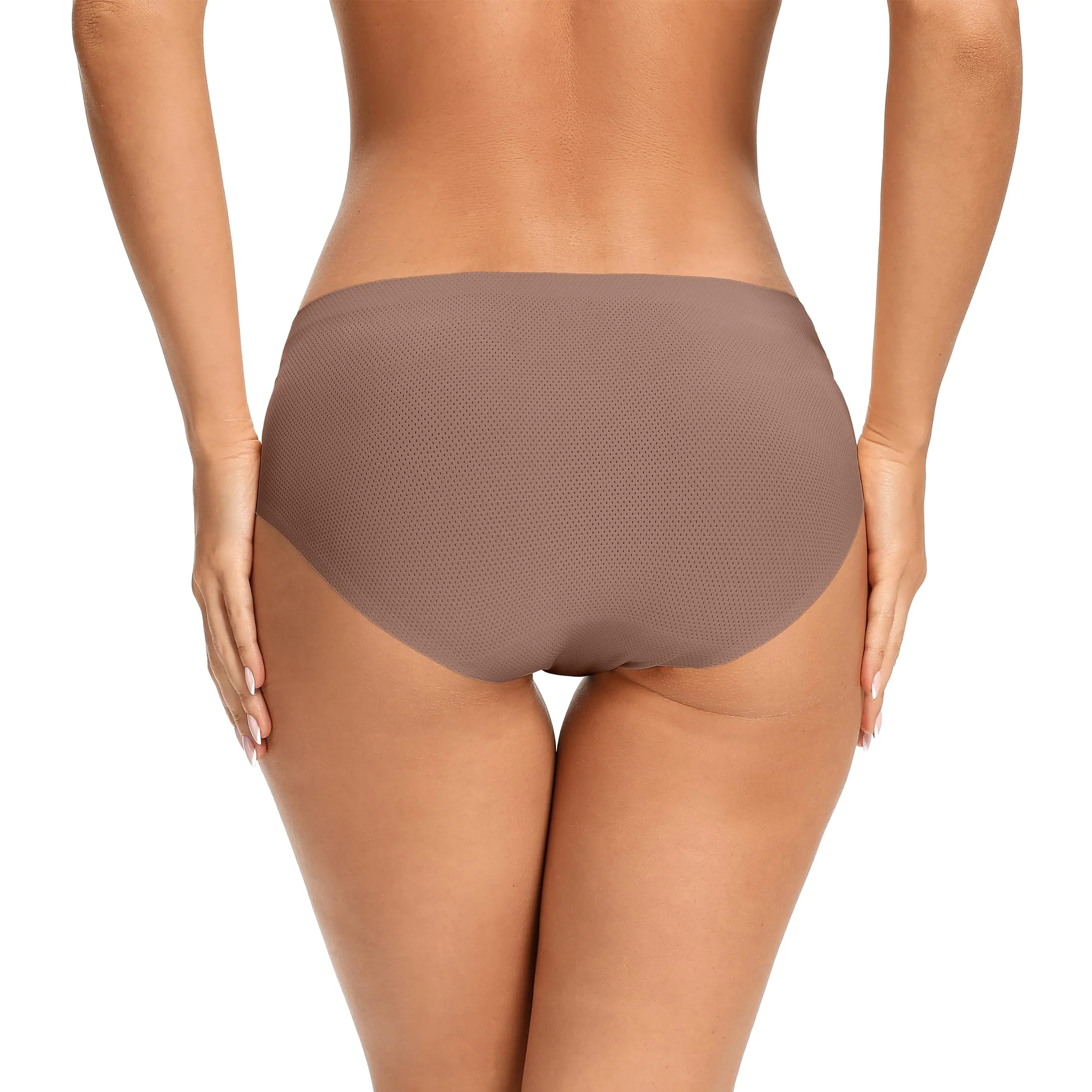 voenxe Ropa interior hipster sin costuras para mujer, bragas de bikini transpirables para mujer, calzoncillos invisibles, ropa interior cómoda para mujer, paquete de 5, talla extra pequeña, café 