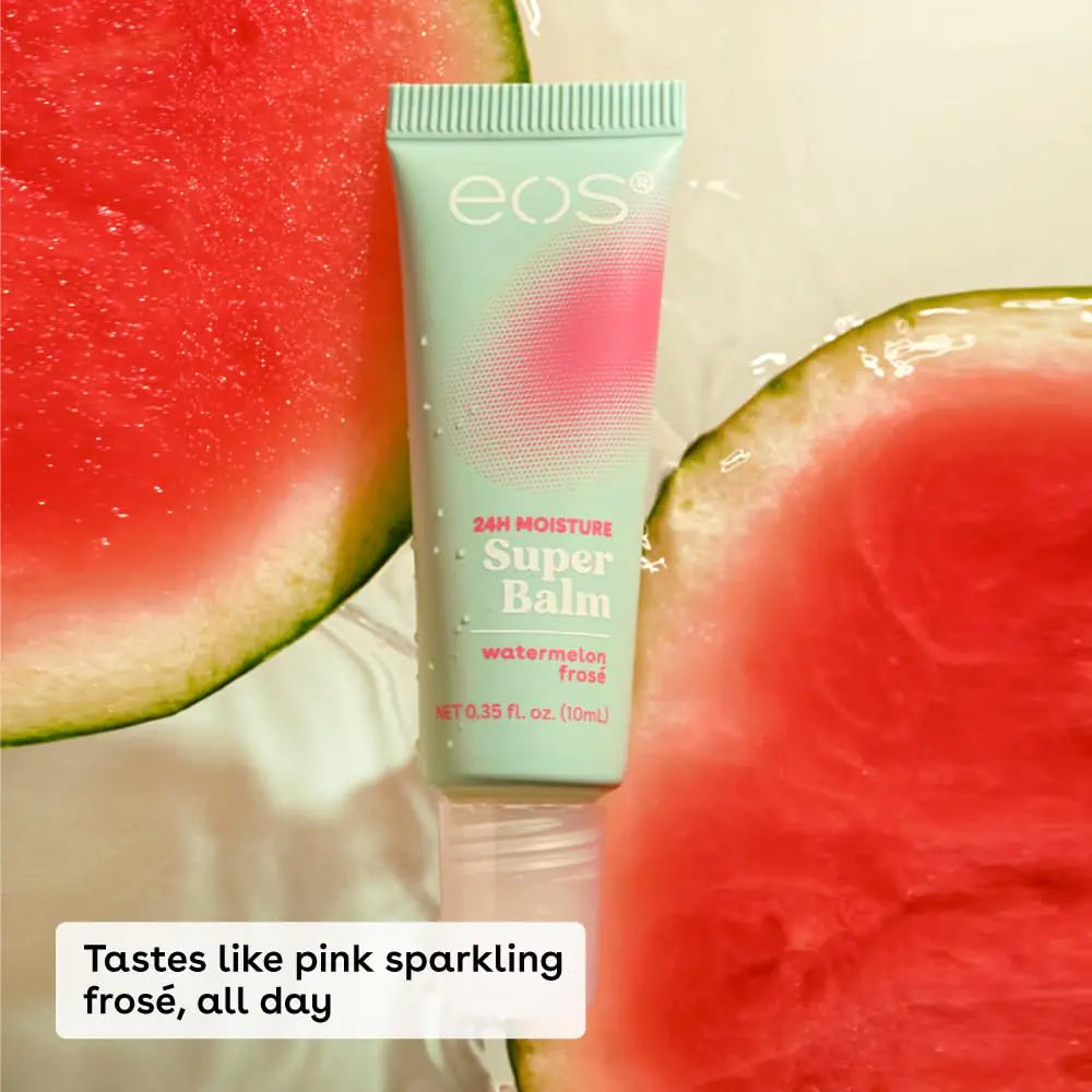 eos 24H Moisture Super Balm - Watermelon Frosé, Masque pour les lèvres, Soin des lèvres de jour ou de nuit, Conçu pour les peaux sensibles, 0,35 fl oz (Pack de 2) Watermelon Frosé 0,35 Fl Oz (Pack de 2)