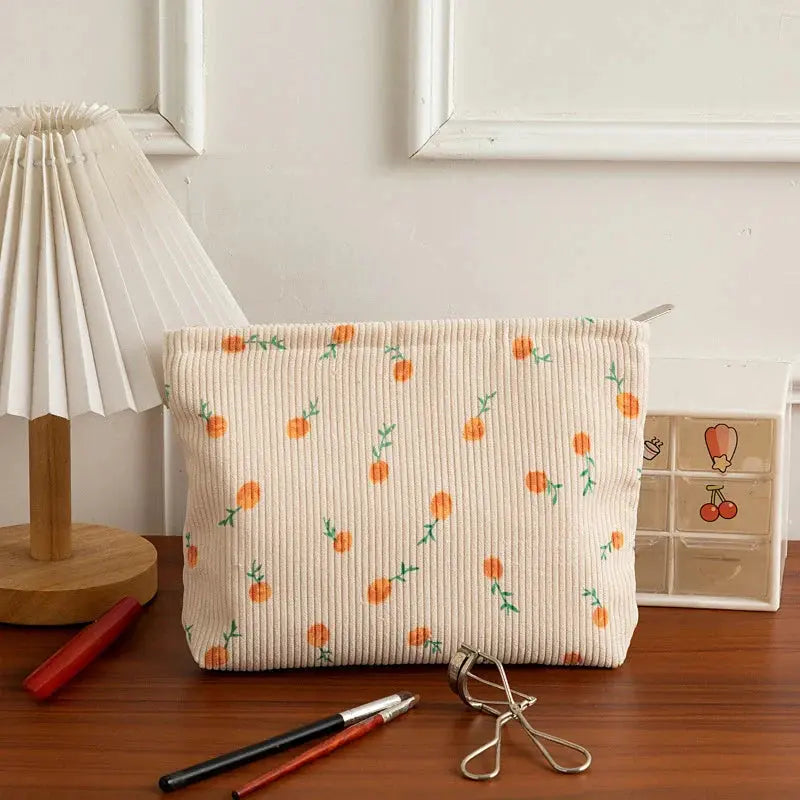 New Fashion Striped Corduroy Clutch Cosmetic Bag Large Capacity Makeup Pouch Toiletries Bag Travel Outdoor Makeup Storage Ultimate Bag Store