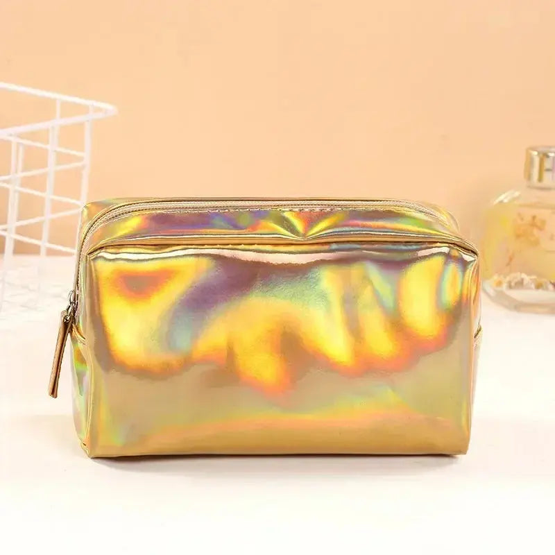 New Solid Color Laser Makeup Bag Portable Travel Wash Storage Bag Fashion Large Capacity Toiletry Cosmetic Organizer Bag Ultimate Bag Store