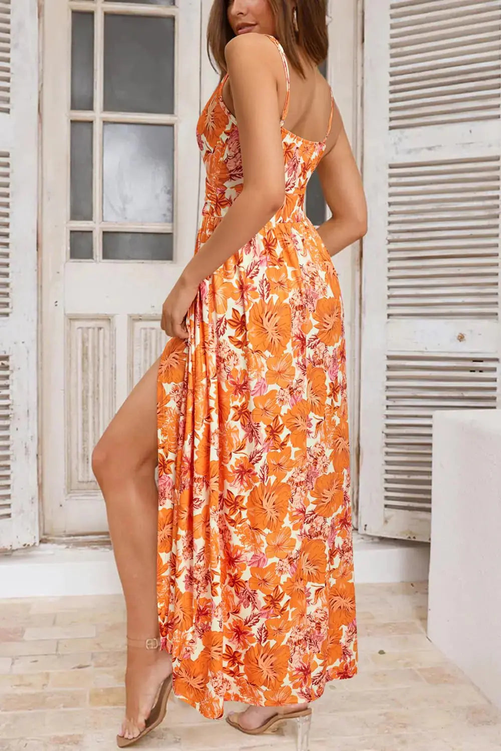 Newshows Women's Summer Maxi Dress Spaghetti Strap Spring Casual Boho V Neck Split Beach Long Flowy Dresses - Vivareflex Online