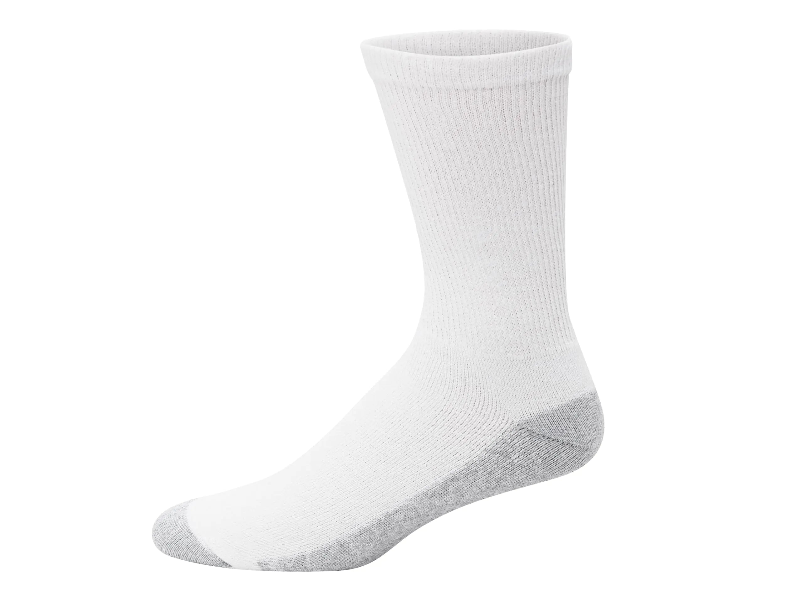 Chaussettes mi-mollet Double Tough pour hommes Hanes, lot de 12 paires, 12-14, blanc/gris, bas du pied - lot de 12