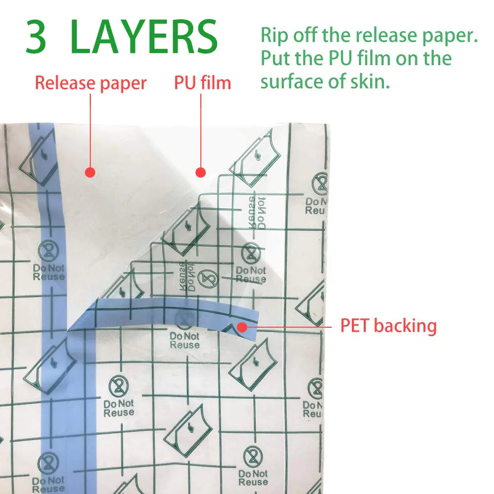 50 piezas de vendajes adhesivos elásticos impermeables de 4 x 6 pulgadas, película transparente para el cuidado posterior del tatuaje y reparación de la piel, envoltura adhesiva para suministros de tatuaje de 4 x 6 pulgadas (paquete de 50) 