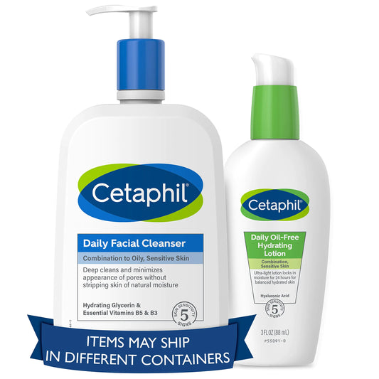 Cetaphil Daily Skincare Bundle – Facial Cleanser (20 oz) & Hydrating Lotion with Hyaluronic Acid (3 oz) – Perfect Mother's Day Gift - Vivareflex Online