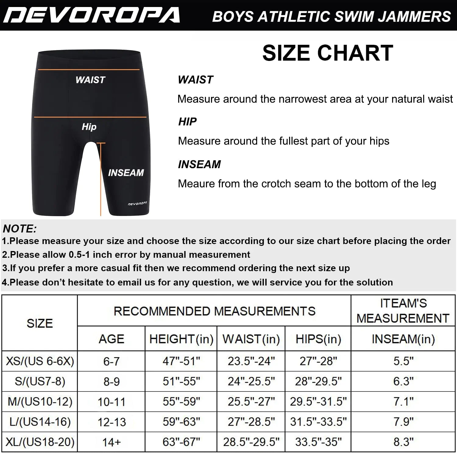 DEVOROPA Boys' Swim Jammers Youth Competitive Swim Team Suit Quick Dry Athletic Swimming Shorts - Vivareflex Online