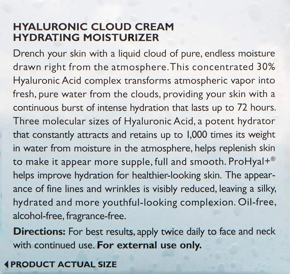 Peter Thomas Roth | Water Drench Hyaluronic Cloud Cream | Crema hidratante para el rostro, hasta 72 horas de hidratación para una piel de aspecto más juvenil, sin fragancia, 1,69 onzas líquidas 1,7 onzas líquidas (paquete de 1) 