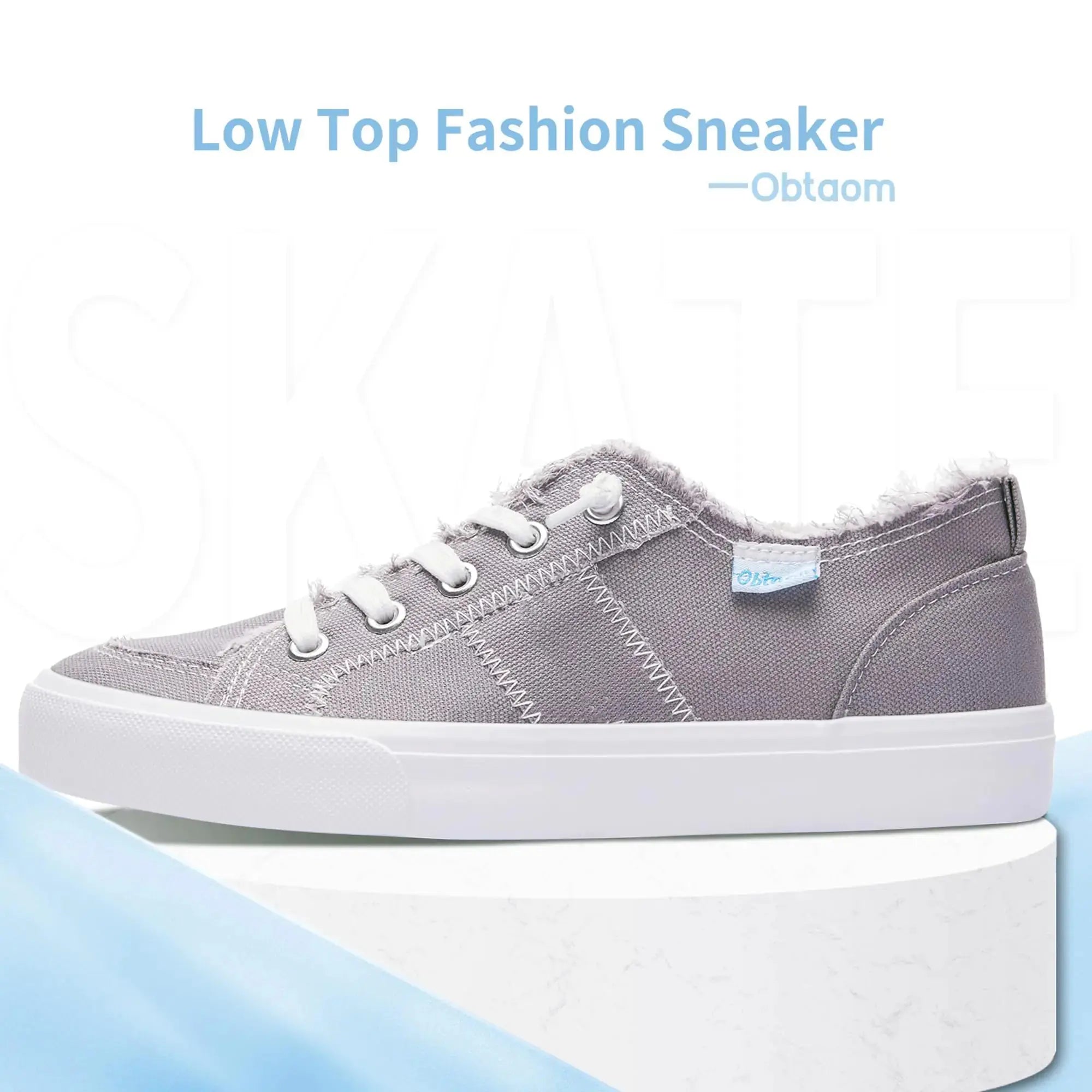 Obtaom Women's Play Fashion Sneaker White Color Washed and Leopard Canvas Slip on Shoes 7 Gray Canvas - Vivareflex Online