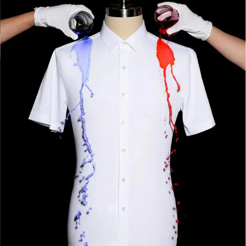 Oil Stain Proof Waterproof Hydrophobic Men Short Sleeve Business White Shirt Vivareflex Online