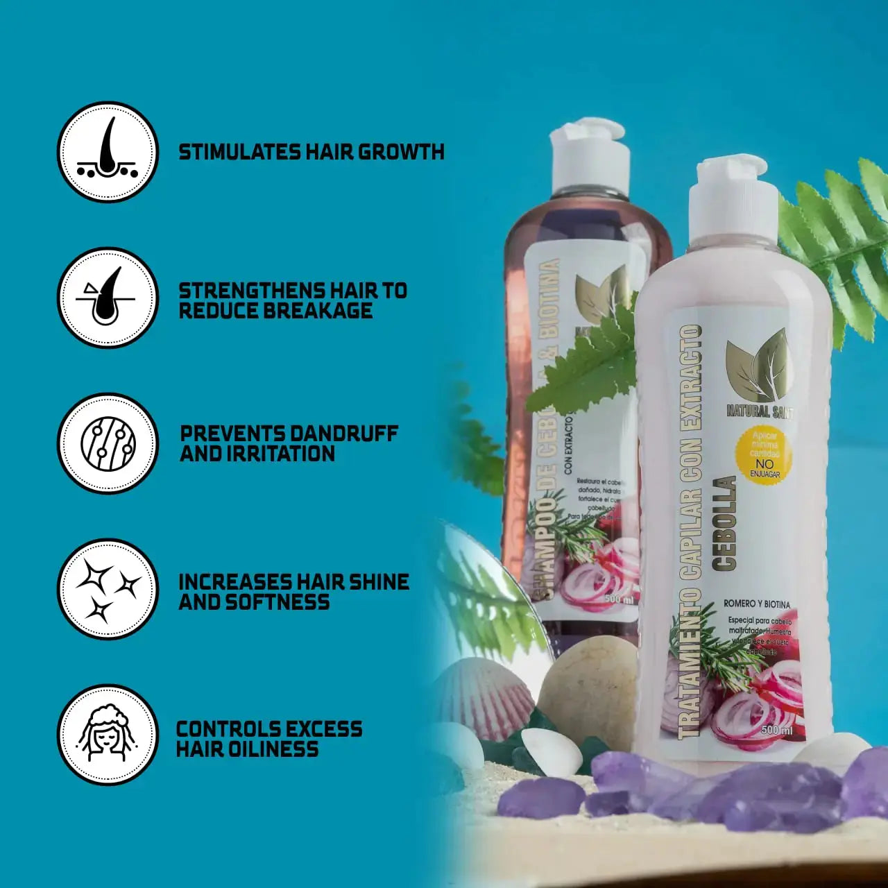 Onion Biotin & Rosemary Shampoo & Treatment - Stronger, Thicker, and Longer Hair - Vivareflex Online