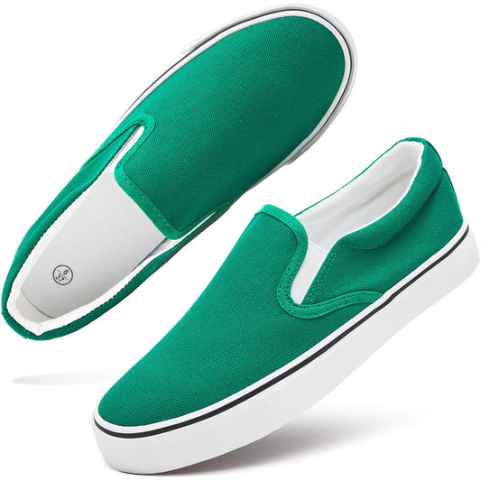 Women's Slip on Shoes Canvas Sneakers Loafers Non Slip Shoes Low Top Casual Shoes 9.5 Dark Green - Vivareflex Online