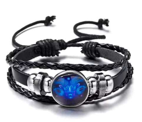 Luminous Zodiac Constellation Braided Couples Leather Bracelet for Men Vivareflex Online