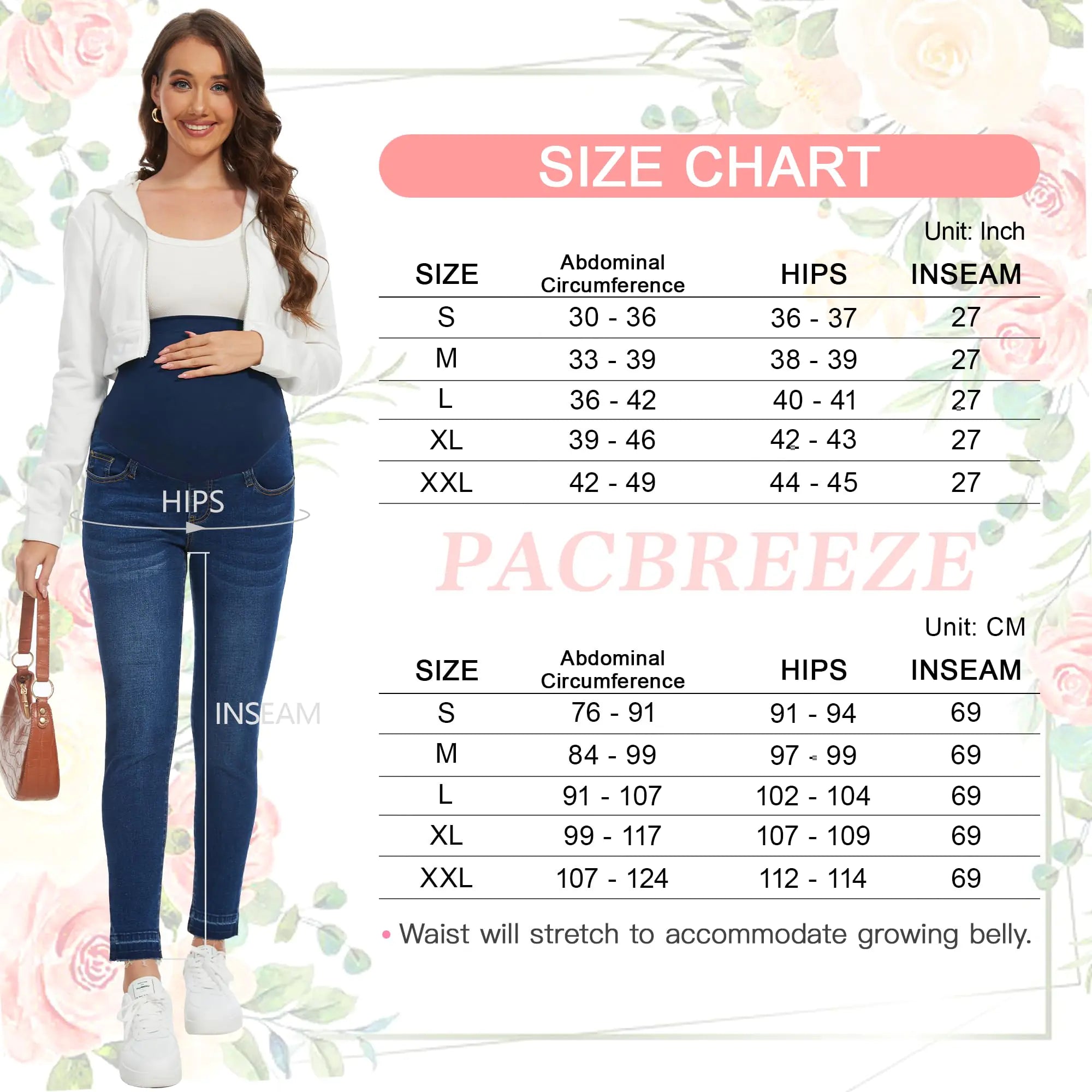 PACBREEZE Women's Maternity Jeans Over Belly_Vivareflex_Online