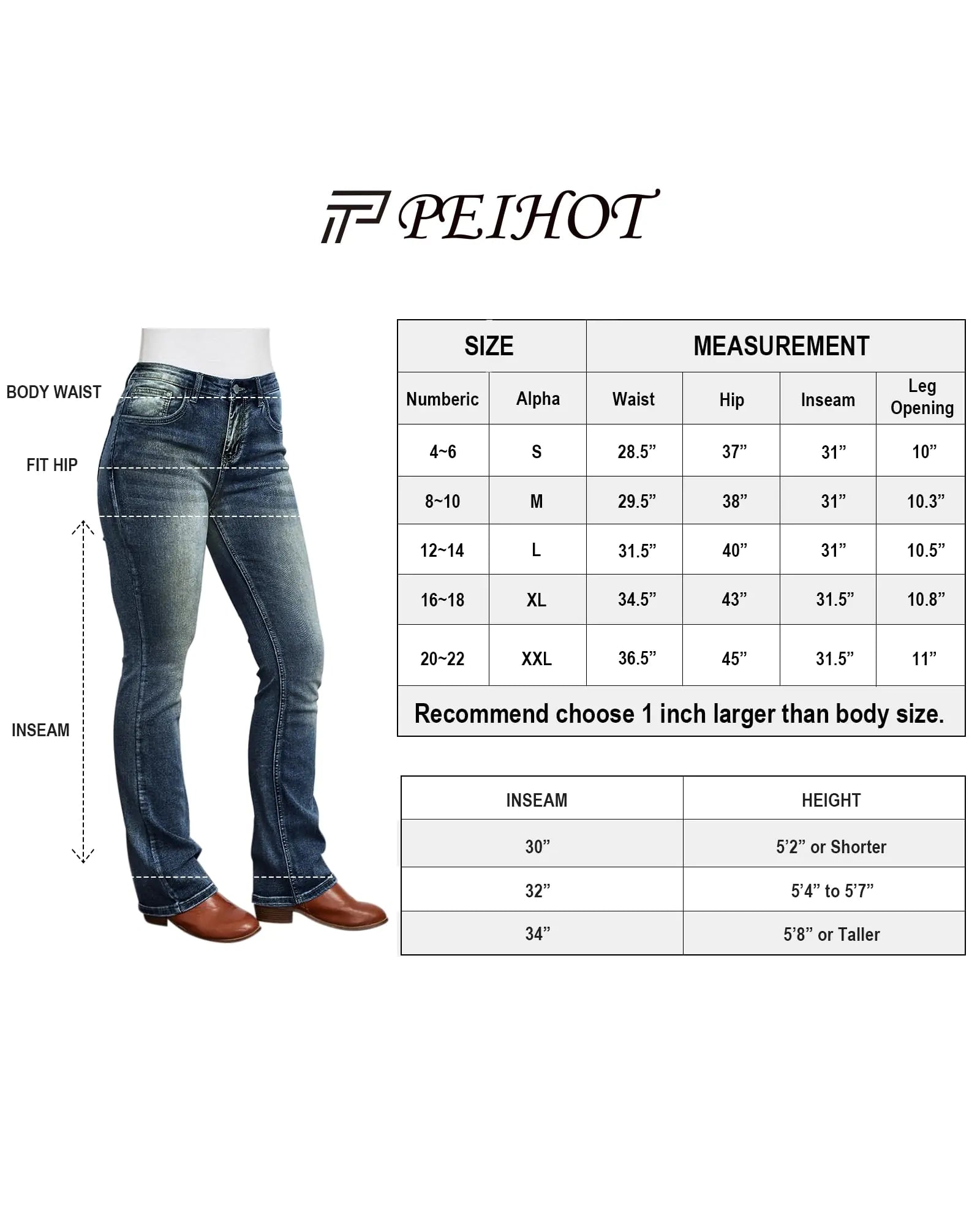 PEIHOT 90s Mid Bootcut Women Jeans_Vivareflex_Online