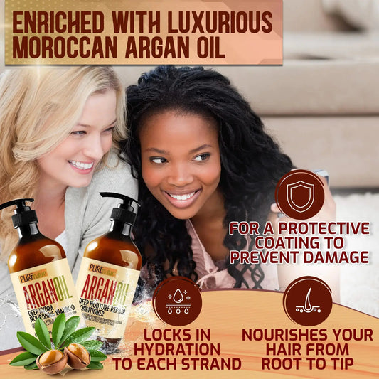PUREnature Argan Oil Shampoo and Conditioner Set - Sulfate Free_Vivareflex_Online