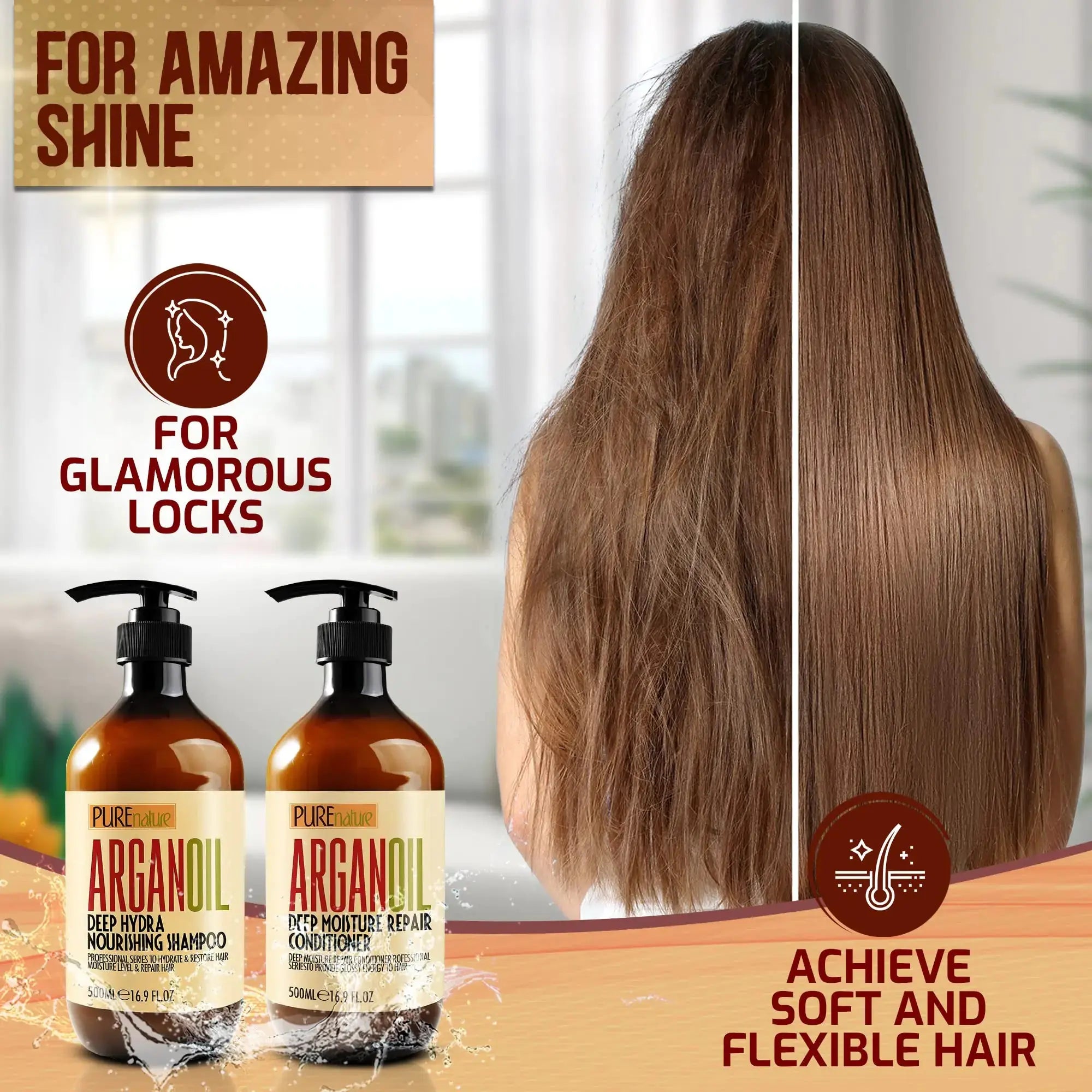 Argan Oil Shampoo and Conditioner Set - Sulfate Free_Vivareflex_Online