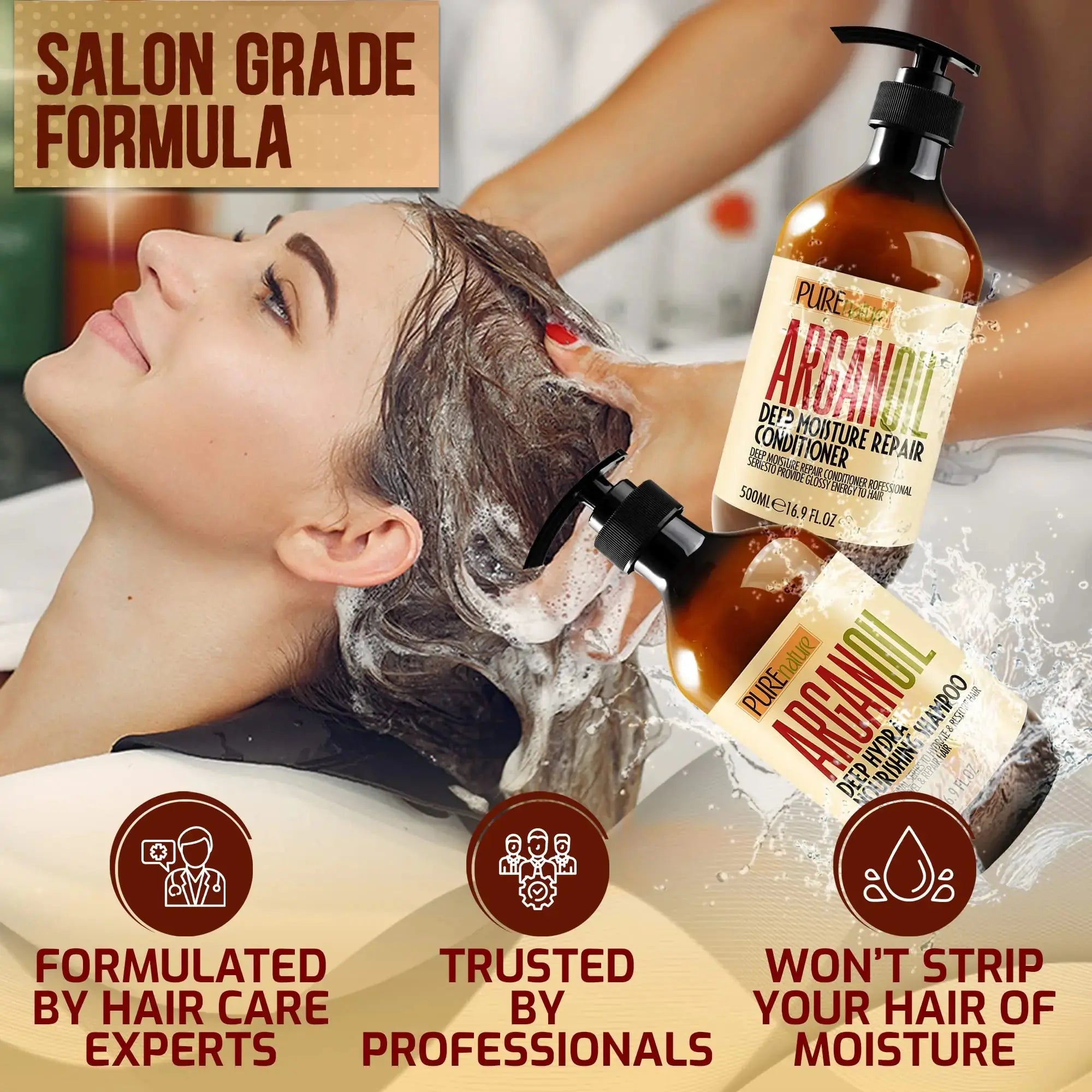 Argan Oil Shampoo and Conditioner Set Sulfate Free_Vivareflex_Online