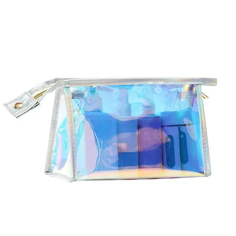 PVC Waterproof Transparent Cosmetic Bag Wash Toiletry Makeup Bag Organizer Female Girls Laser Color Zipper Make Up Beauty Case Ultimate Bag Store