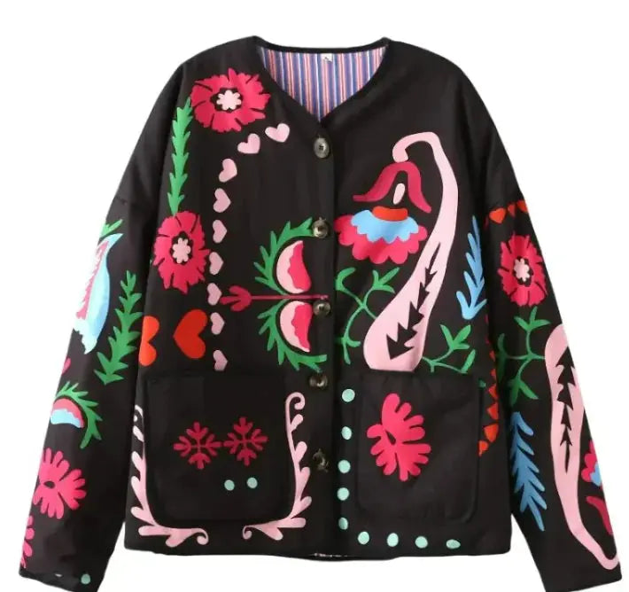 Printed Pocket Cotton Jacket Women Vivareflex Online