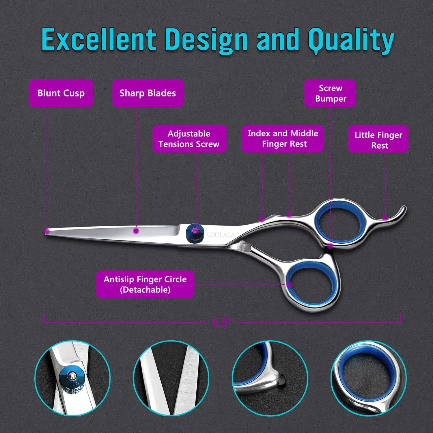 Professional 6.5-Inch Stainless Steel Hair Cutting Scissors with Comb - Vivareflex Online