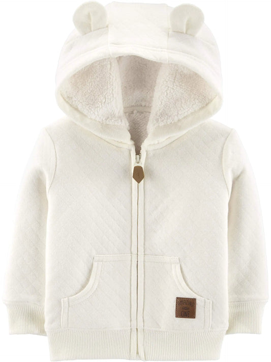 Simple Joys by Carter's Baby Hooded Sweater Jacket with Sherpa Lining 0-3 Months Oatmeal - Vivareflex Online