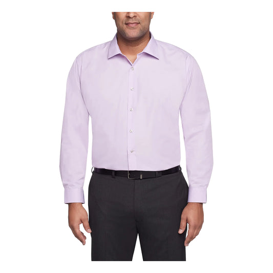 Unlisted by Kenneth Cole Men's Dress Shirt Big and Tall Solid 17" Neck 37"-38" Sleeve Lilac - Vivareflex Online